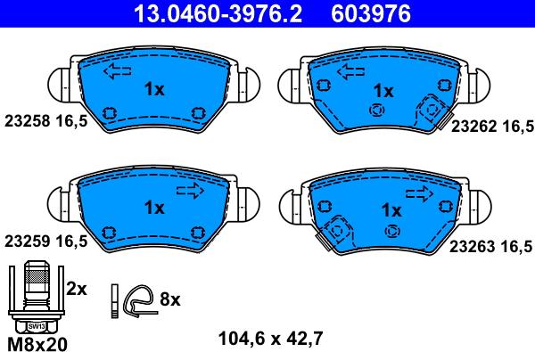 ATE 13.0460-3976.2 - Brake Pad Set, disc brake autospares.lv