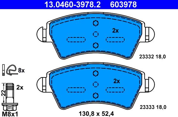 ATE 13.0460-3978.2 - Brake Pad Set, disc brake autospares.lv