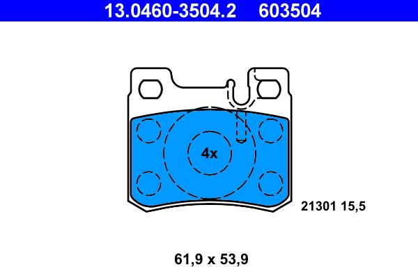 ATE 13.0460-3504.2 - Brake Pad Set, disc brake autospares.lv