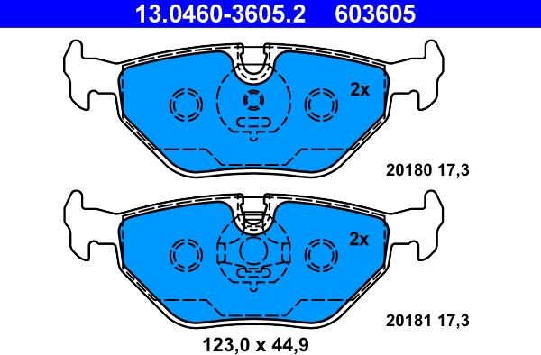 ATE 13.0460-3605.2 - Brake Pad Set, disc brake autospares.lv