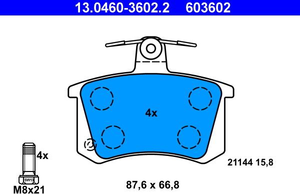 ATE 13.0460-3602.2 - Brake Pad Set, disc brake autospares.lv