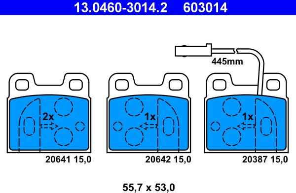 ATE 13.0460-3014.2 - Brake Pad Set, disc brake autospares.lv