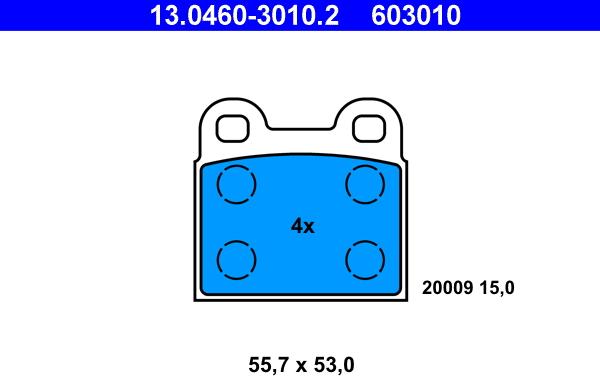 ATE 13.0460-3010.2 - Brake Pad Set, disc brake autospares.lv