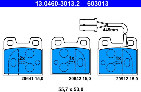 ATE 13.0460-3013.2 - Brake Pad Set, disc brake autospares.lv