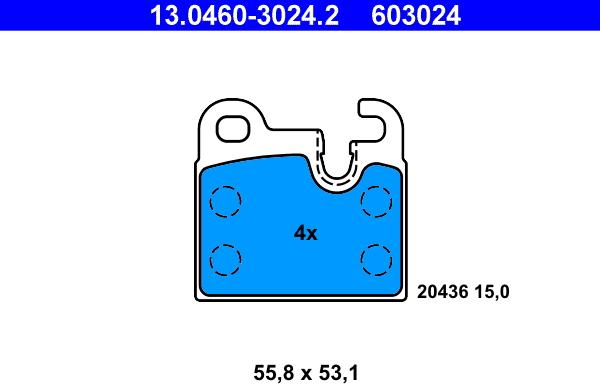 ATE 13.0460-3024.2 - Brake Pad Set, disc brake autospares.lv