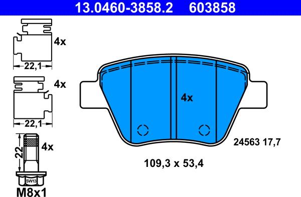 ATE 13.0460-3858.2 - Brake Pad Set, disc brake autospares.lv