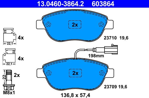 ATE 13.0460-3864.2 - Brake Pad Set, disc brake autospares.lv