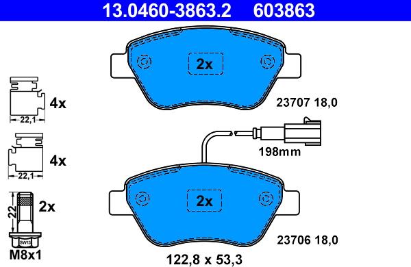 ATE 13.0460-3863.2 - Brake Pad Set, disc brake autospares.lv