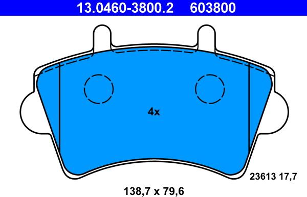 ATE 13.0460-3800.2 - Brake Pad Set, disc brake autospares.lv