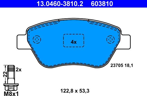 ATE 13.0460-3810.2 - Brake Pad Set, disc brake autospares.lv