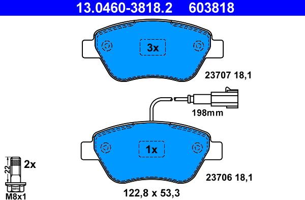 ATE 13.0460-3818.2 - Brake Pad Set, disc brake autospares.lv