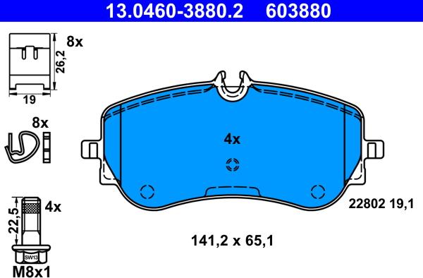 ATE 13.0460-3880.2 - Brake Pad Set, disc brake autospares.lv