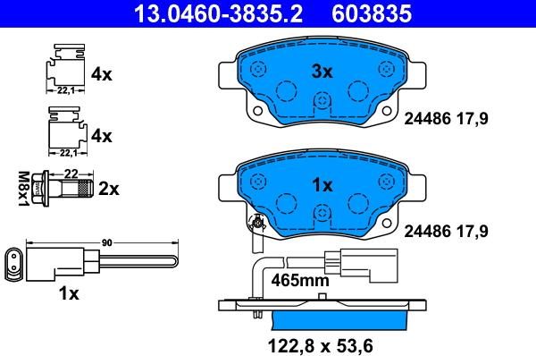 ATE 13.0460-3835.2 - Brake Pad Set, disc brake autospares.lv