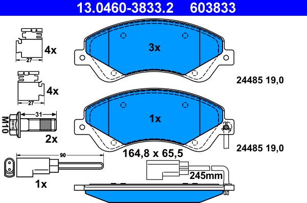 ATE 13.0460-3833.2 - Brake Pad Set, disc brake autospares.lv