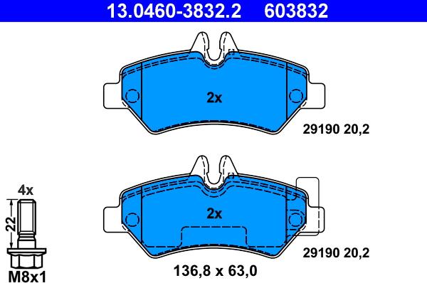 ATE 13.0460-3832.2 - Brake Pad Set, disc brake autospares.lv