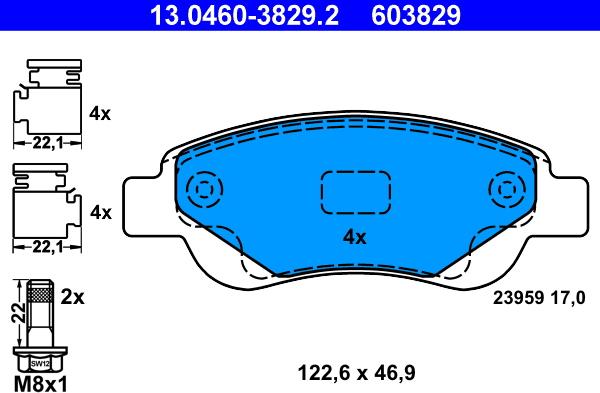 ATE 13.0460-3829.2 - Brake Pad Set, disc brake autospares.lv