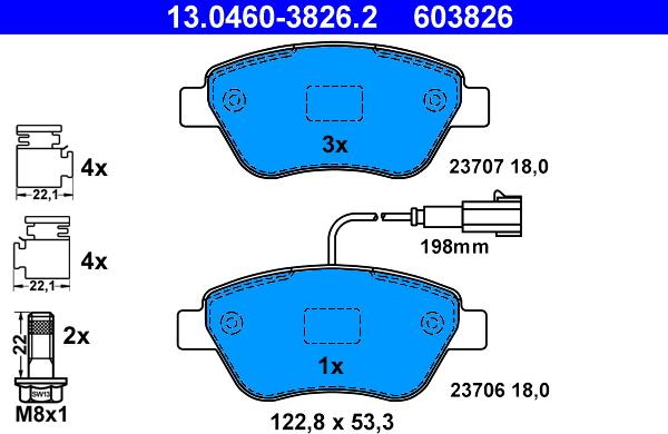 ATE 13.0460-3826.2 - Brake Pad Set, disc brake autospares.lv