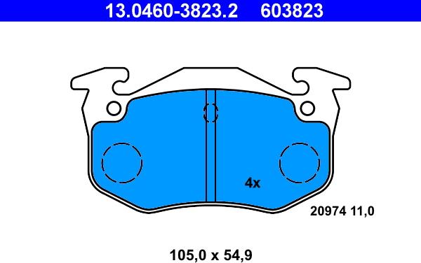 ATE 13.0460-3823.2 - Brake Pad Set, disc brake autospares.lv