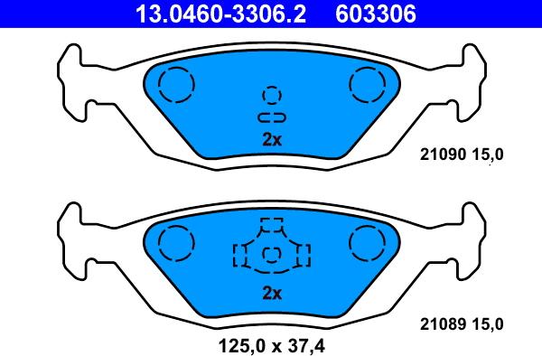 ATE 13.0460-3306.2 - Brake Pad Set, disc brake autospares.lv