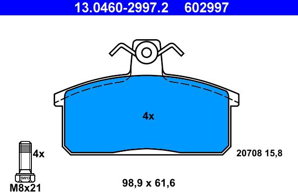 ATE 13.0460-2997.2 - Brake Pad Set, disc brake autospares.lv