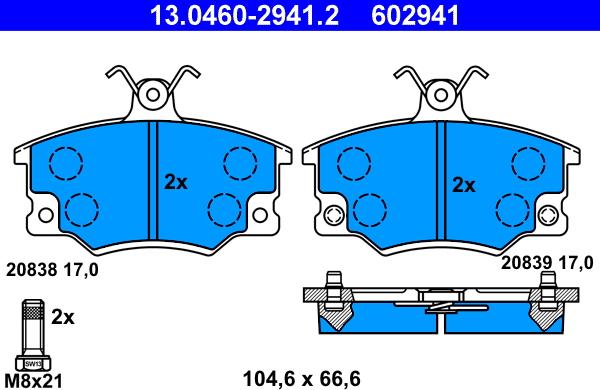 ATE 13.0460-2941.2 - Brake Pad Set, disc brake autospares.lv