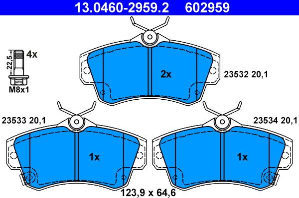 ATE 13.0460-2959.2 - Brake Pad Set, disc brake autospares.lv