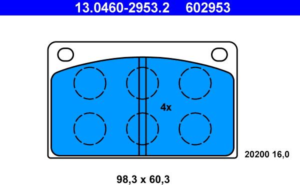 ATE 13.0460-2953.2 - Brake Pad Set, disc brake autospares.lv