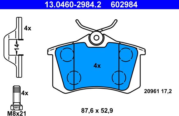 ATE 13.0460-2984.2 - Brake Pad Set, disc brake autospares.lv