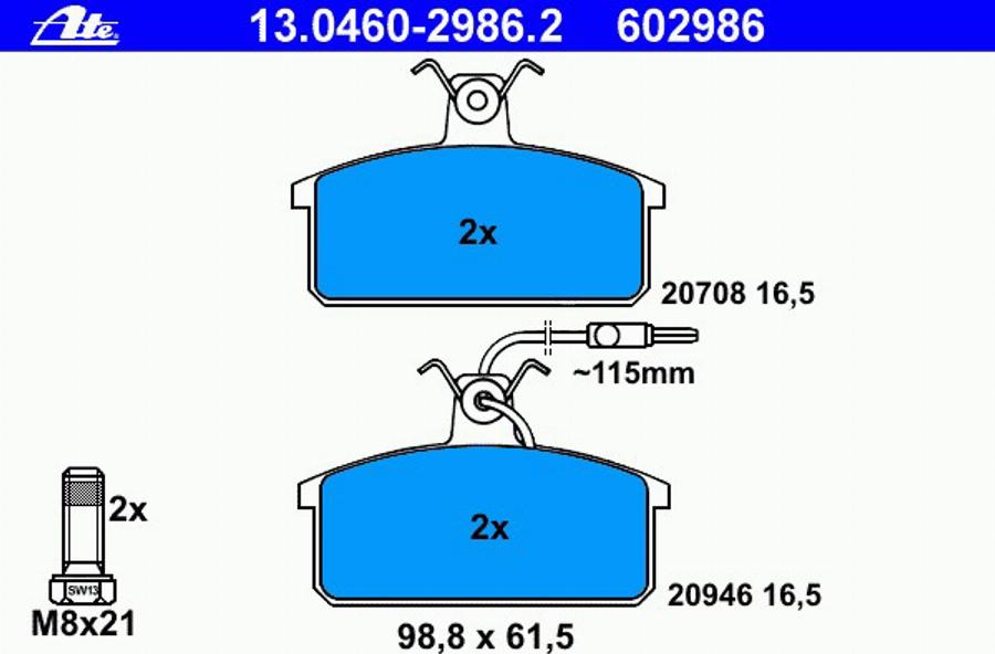 ATE 13 0460 2986 2 - Brake Pad Set, disc brake autospares.lv