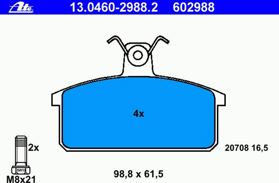 ATE 13.0460-2988.2 - Brake Pad Set, disc brake autospares.lv