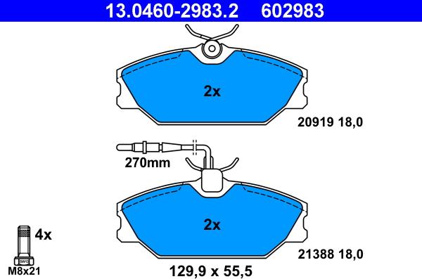 ATE 13.0460-2983.2 - Brake Pad Set, disc brake autospares.lv