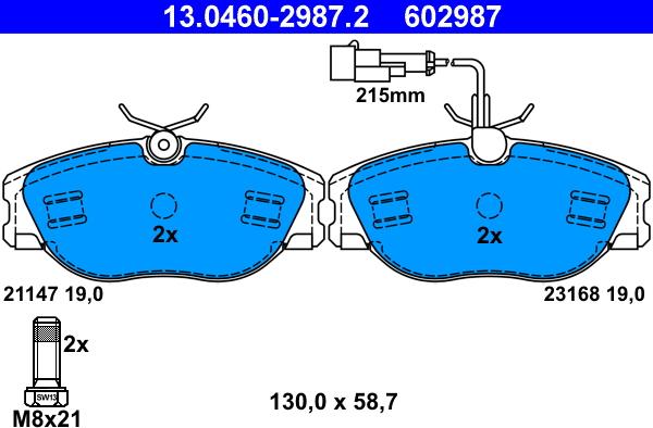 ATE 13.0460-2987.2 - Brake Pad Set, disc brake autospares.lv