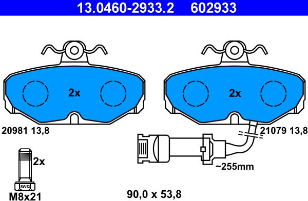 ATE 13.0460-2933.2 - Brake Pad Set, disc brake autospares.lv