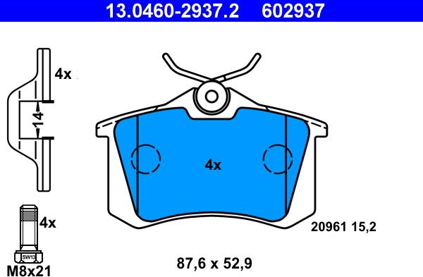 ATE 13.0460-2937.2 - Brake Pad Set, disc brake autospares.lv