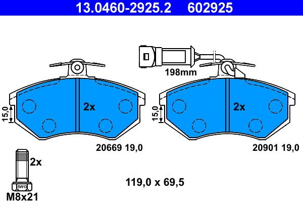 ATE 13.0460-2925.2 - Brake Pad Set, disc brake autospares.lv