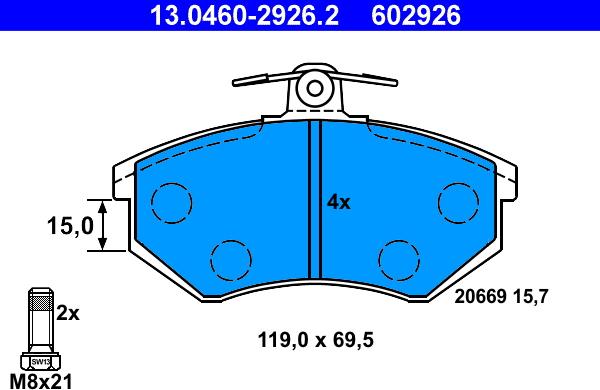 ATE 13.0460-2926.2 - Brake Pad Set, disc brake autospares.lv