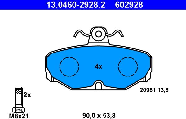 ATE 13.0460-2928.2 - Brake Pad Set, disc brake autospares.lv