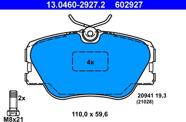 ATE 13.0460-2927.2 - Brake Pad Set, disc brake autospares.lv