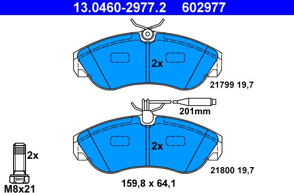 ATE 13.0460-2977.2 - Brake Pad Set, disc brake autospares.lv