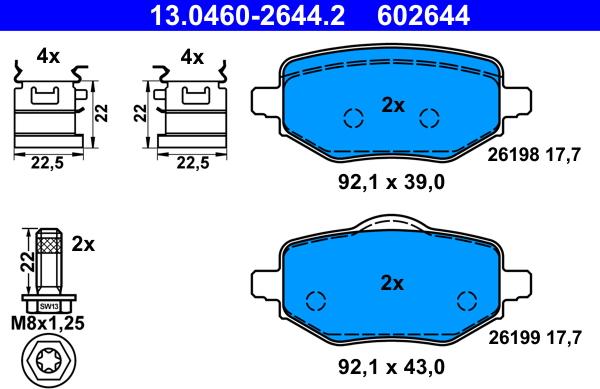 ATE 13.0460-2644.2 - Brake Pad Set, disc brake autospares.lv