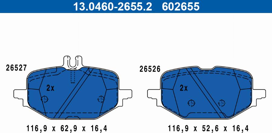 ATE 13.0460-2655.2 - Brake Pad Set, disc brake autospares.lv