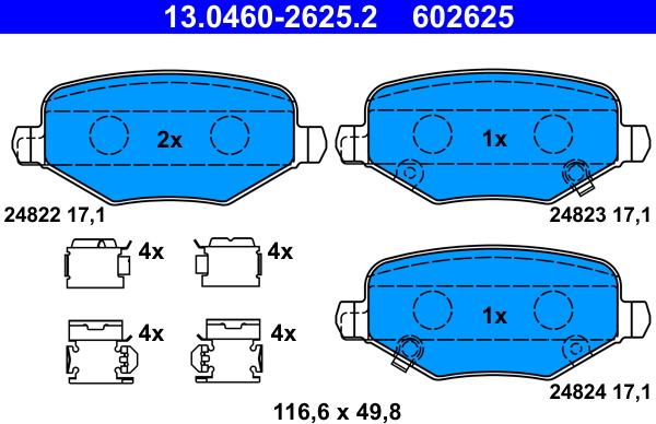 ATE 13.0460-2625.2 - Brake Pad Set, disc brake autospares.lv