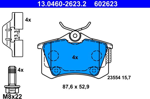 ATE 13.0460-2623.2 - Brake Pad Set, disc brake autospares.lv
