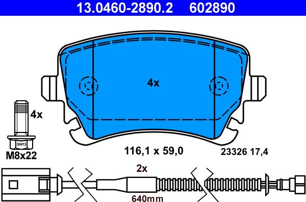 ATE 13.0460-2890.2 - Brake Pad Set, disc brake autospares.lv