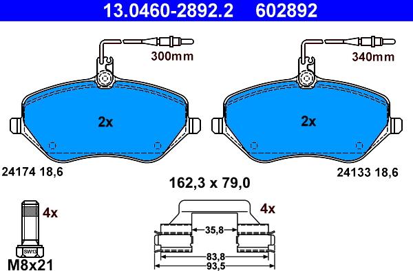 ATE 13.0460-2892.2 - Brake Pad Set, disc brake autospares.lv