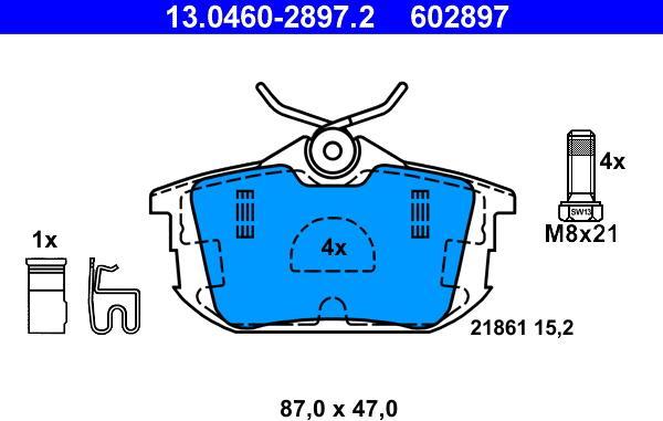 ATE 13.0460-2897.2 - Brake Pad Set, disc brake autospares.lv