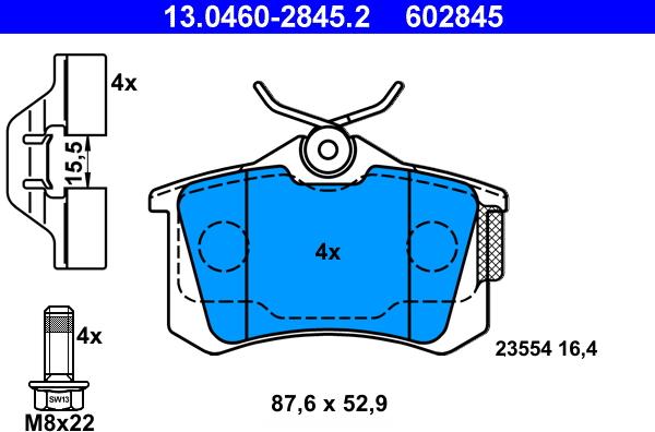 ATE 13.0460-2845.2 - Brake Pad Set, disc brake autospares.lv