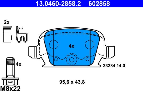 ATE 13.0460-2858.2 - Brake Pad Set, disc brake autospares.lv