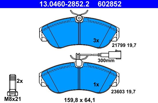 ATE 13.0460-2852.2 - Brake Pad Set, disc brake autospares.lv