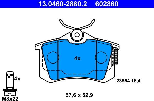 ATE 13.0460-2860.2 - Brake Pad Set, disc brake autospares.lv